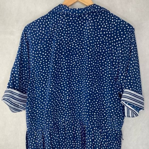 Vintage 80s USA Breli Originals Womens Navy Blue & white polka dot dress size XL - Picture 10 of 12